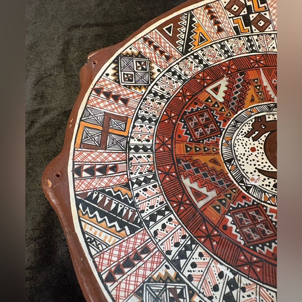 Vintage Decorative Terracotta Plate Inspired By Peruvian On Incan Folk Art - Picture 5 of 10